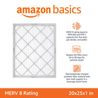 Amazon Basics 20x25x1 Air Filter 6-Pack, MERV 8 AC Furnace Filters, Removes Dust, Electrostatic, Allergen Control (Actual Size: 19.75" x 24.75" x 0.75")