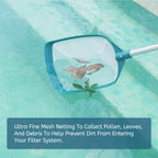 POOLWHALE Upgrades Swimming Pool Leaf Net Skimmer Rake with Adjustable Aluminum Pole and Nylon Medium Fine Mesh for Cleaning Swimming Pools, Hot Tubs, Spas and Fountains