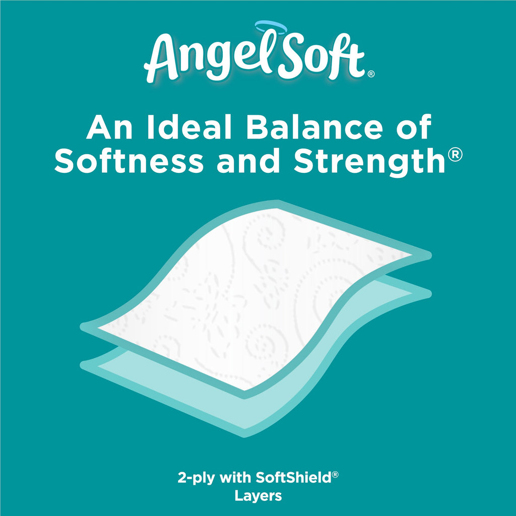 ANGEL SOFT Toilet Paper Bath Tissue, 12 Double Rolls, 260+ 2-Ply Sheets Per Roll
