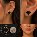 2 Pair Set I 18K Gold Plated Clover Earrings for Women | Four Leaf Stud Earrings | Valentines Gift I Anniversary I Wedding I Occasion