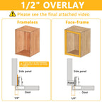 KONIGEEHRE 2 Pack Soft Close Cabinet Door Hinges for 1/2" Partial Overlay Cupboard, 100 Degree Opening Angel, Stainless Concealed Kitchen Cabinet Hinges with Mounting Screws and Manual