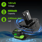 2Pack 4.0Ah Replacement for Ryobi 18V Battery Lithium Compatible with Ryobi 18 Volt Battery ONE+ Plus P102 P103 P104 P105 P106 P108 P107 P109 P190 PBP002 PBP003 PBP004 PBP005 Cordless Power Tools