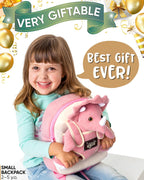 Naturally KIDS Toddler Backpack w. Plush Pink Triceratops Toy Kids Gift 2-5