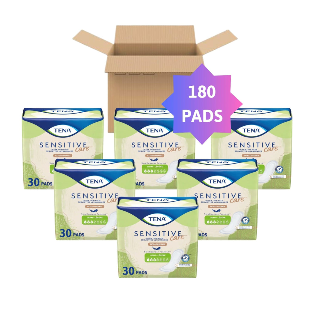 Tena Sensitive Care Female Incontinent Pad Regular Length 9" L 54358, 180 Ct