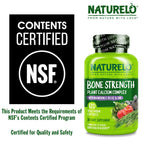 NATURELO Calcium Supplement - with Vitamin C, Vitamin D3, K2, and Calcium Magnesium Zinc for Bone Strength with Calcium 600mg - Plant-Based, 120 Vegetarian Capsules, Non-GMO, Soy & Gluten-Free