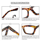 REAVEE 6 Pack Oprah Style Reading Glasses for Women Blue Light Blocking Cute Square Computer Readers with Spring Hinge 2.0