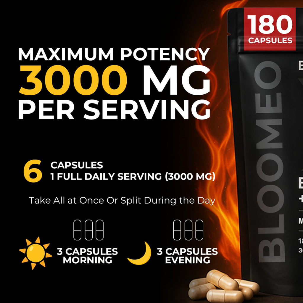 Bloomeo Beef Organ Supplement for Men | 100% Grass Fed Beef Liver Capsules with Bull Testicle, Prostate, Bone Marrow & More X: Ancestral Superfoods for Vital Energy, Immunity & Men’s Health, 180 ct