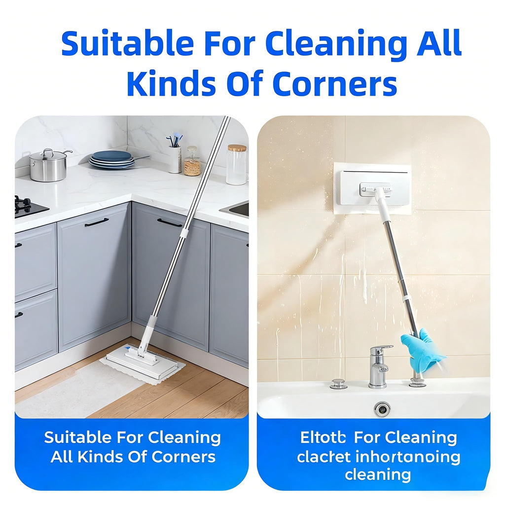 Snap Grip Mini Mop - Zero Touch No Wash Lazy Mop, Compatible with Swiffer & Face Towels, Adjustable for Wet/Dry Floors, Tile, Hardwood, Corners (5 Reusable Cloths)