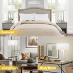 Seealle 22" Tall Bedroom Lamps for Living Room - Touch Brushed Nickel Bedside Lamps with USB C+A, 3 Way Dimmable Lamp for Nightstand, Modern Night Stands Lamps for End Tables(White&Silver)