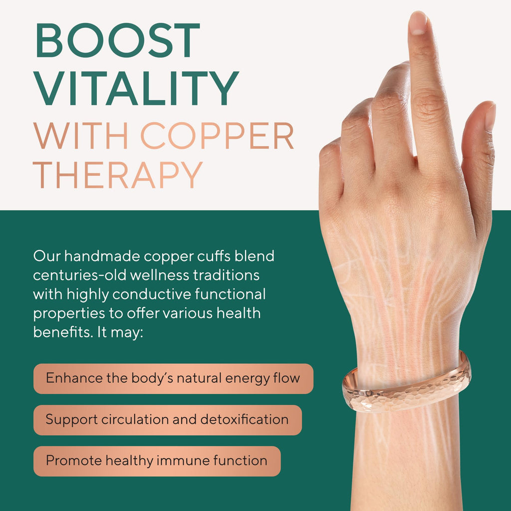 TheraCopper Pure Copper Bracelets for Women & Men, Cuff (Hammered)