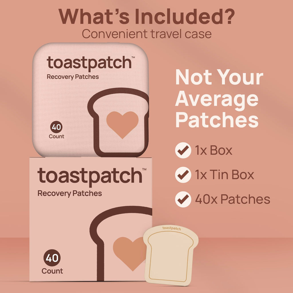 toastpatch Recovery Patches 40 Pack – Natural After Party Relief Patches with Vitamins & Herbal Extracts – Water-Resistant, Easy to Use, Latex-Free for Better Mornings After a Night Out
