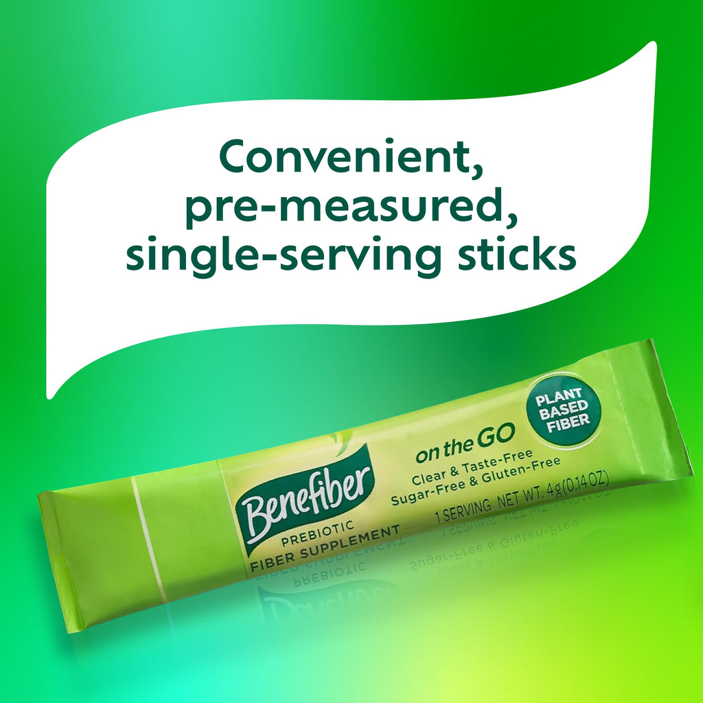 Benefiber On The Go Prebiotic Fiber Supplement Powder for Digestive Health, Daily Fiber, Unflavored - 72 Sticks