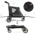 MoNiBloom Pet Stroller for Large Dogs or Multiple Dogs Cats with Adjustable Handle, 3-Wheels Dual Entry Portable Dog Carting Easy Folding Pet Wagon Double Dog Stroller up to 55 lbs, Black