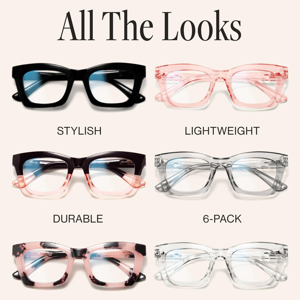 CCVOO 2.0 Reading Glasses for Women, Stylish Eyeglasses, Blue Light Readers for Women, Computer Eye Glasses, Cheaters