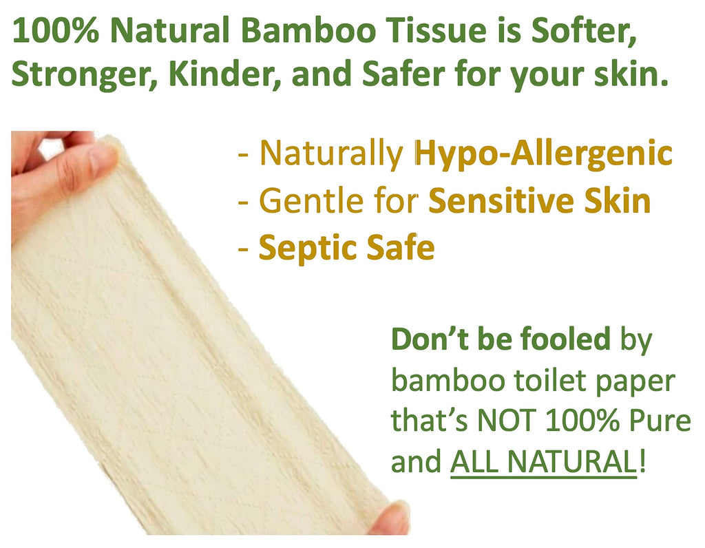 Purafide 100% Bamboo, thick 3-ply toilet paper, tree-free, unbleached, sustainable, 300 sheets per roll (TP 8 rolls)