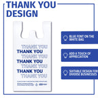 Bagtron Thank You T-Shirt Carry-Out Bags, Disposable Plastic Bags with Handles for Shopping and Restaurant, 1/5 Barrel, 0.75 Mils, White/Blue, 13" x 8" x 23" Large, 500 Count
