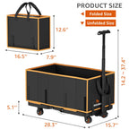 Collapsible Foldable Wagon Cart Heavy Duty, 3-in-1 Utility Dolly Wagons Carts with Wheels, Portable Folding Hand Truck with Removable Bag for Groceries, Laundry, Sports, Office