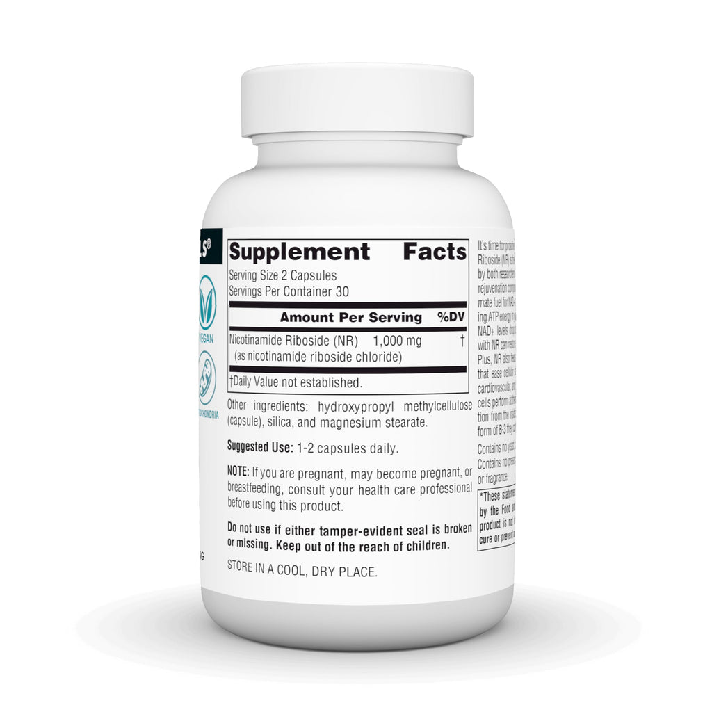 Source Naturals NR, Nicotinamide Riboside, Vegan Dietary Supplement for Mitochondria, Healthy Aging, Cells & Energy*, Premier Fuel for NAD+ Levels, 1,000 mg per Serving - 60 Vegan Capsules