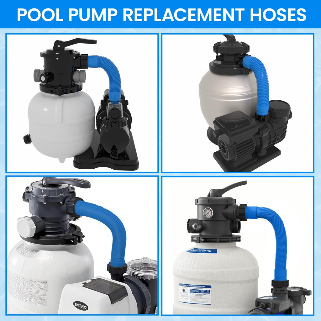 1.5" x 20" Pool Hose Replacement, Pack of 2 - Compatible with Above Ground Pools Filter Pump Hoses, Sand Filters, Saltwater Systems (1,500-2,500 GPH), Blue