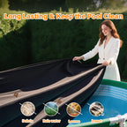 SAFANA 16FT Round Pool Covers for Above Ground Pools, Round Swimming Pool Cover [Upgrade 420D Thicker] Protective Leaf Cover with Reflective Strip, Tear Resistant Durability, UV Resistance, Black