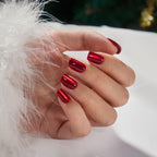 BTArtbox Halloween Press On Nails, Short Red Fake Nails, 32Pcs Full Kit