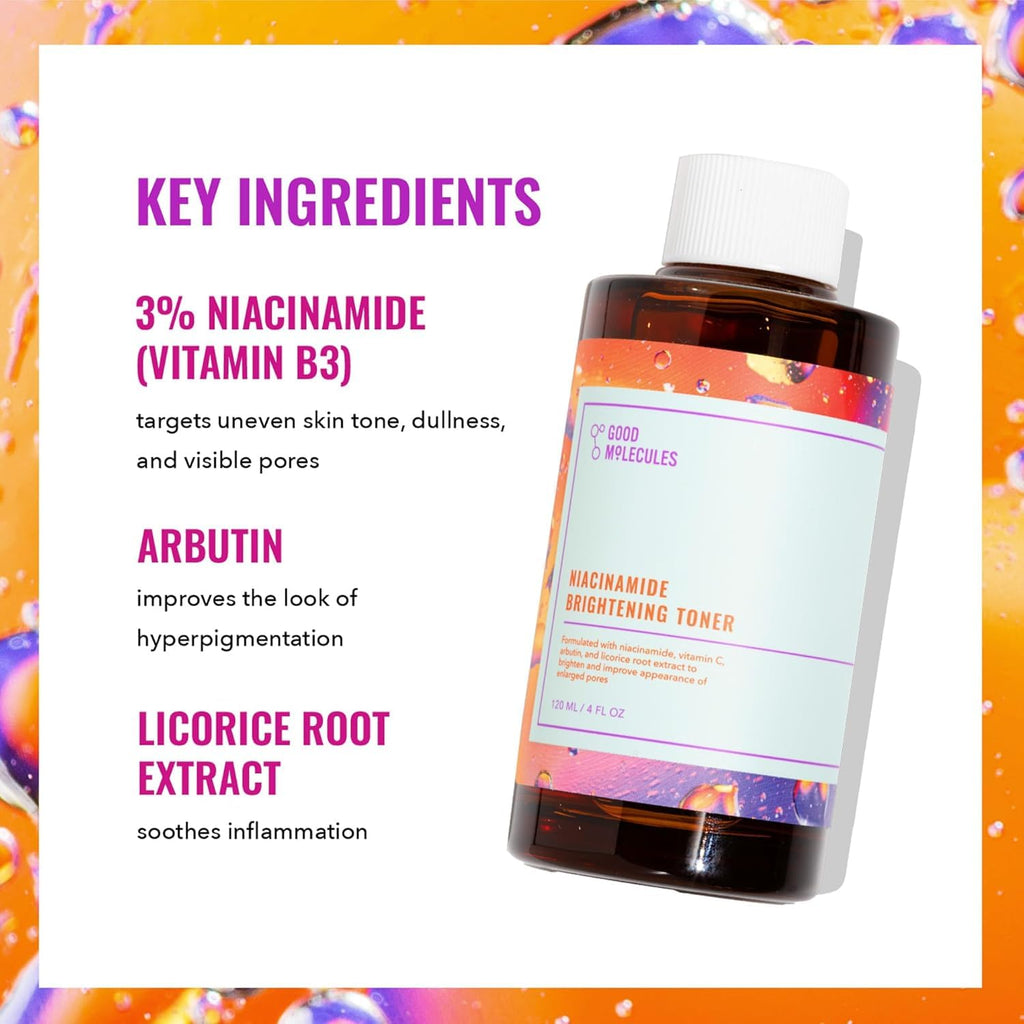 Good Molecules Niacinamide Brightening Toner Pack 2 – 120 ml / 4 fl oz Each | Facial Toner with Niacinamide & Arbutin for Even-Looking Skin
