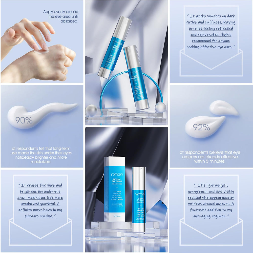 Retinol Under Eye Cream - Anti Aging Eye Cream for Wrinkles, Fine Lines, Eye Bags,Dark Circles and Puffiness Treatment Skin Care Hydrates & Lifts (20ml)