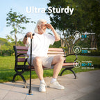 HEALTHBAZAAR Walking Cane for Men & Women, Foldable Cane with Shock Absorption - Adjustable, Lightweight Collapsible Walking Stick for Seniors & Adults, Comfort Grip Handle, Heavy Duty All Terrain Tip
