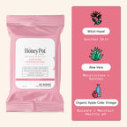 The Honey Pot Company - Intimacy Cleansing Wipes - PH Balancing, Paraben Free, Feminine Products - Ultra-thick and Extra Large Cloths for the Bedroom - 20 ct
