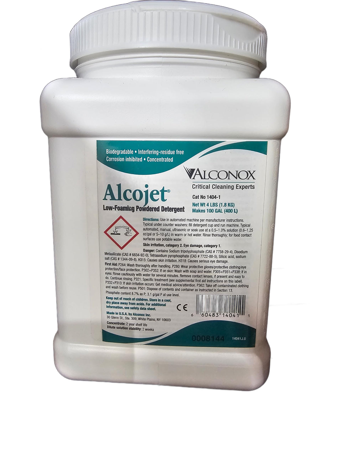 Alconox 1404 Alcojet Nonionic Low-Foaming Powdered Detergent, 4lbs Box