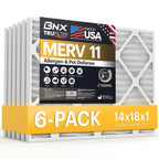 BNX TruFilter 14x18x1 Air Filter MERV 11 (6-Pack) - MADE IN USA - Allergen Defense Electrostatic Pleated Air Conditioner HVAC AC Furnace Filters for Allergies, Dust, Pet, Smoke, Allergy MPR 1200 FPR 7