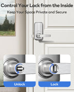 TEEHO TE004 Keyless Entry Keypad Door Lock with Handle - Smart Digital Electronic Lock for Interior Door with Anti-Peeping, Auto Lock & Passage Mode - Easy Installation - Satin Nickel