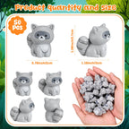 Geelin 50 Pcs Mini Resin Raccoon Figurines Small Animal Ornament Charms