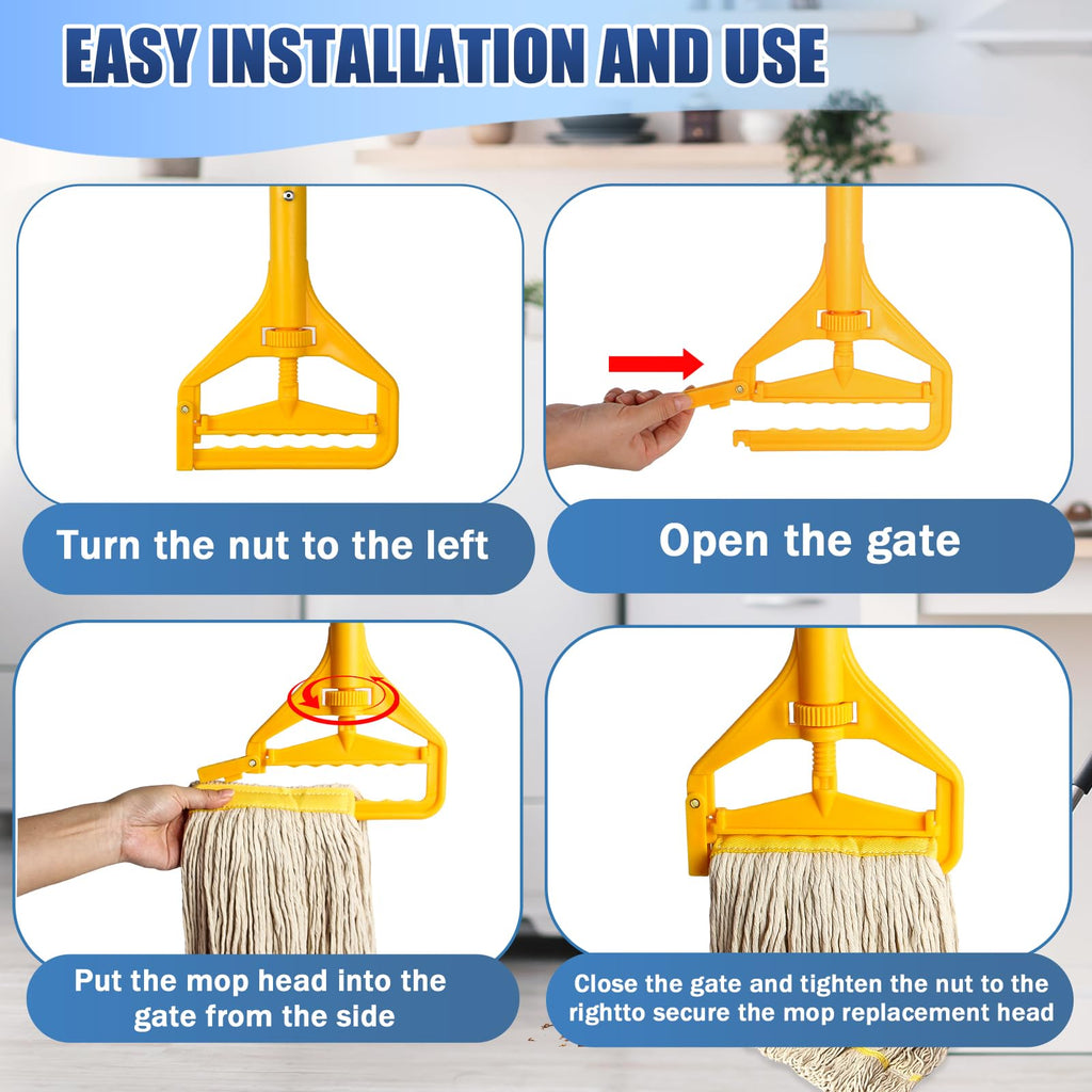 2 Pack 20ozCommercial Mop Heavy Duty Industril Cotton Mop, Cotton Commerical Industrial Grade Mop Replacements Heads for Home,mops for Floor Cleaning Heavy Duty,with 63'' Stainless Steel Mop Handle