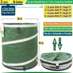 16-Gallon Collapsible Trash Can (16x19 in) Hard-Shell Bottom Yard Garden Bag,Pop-Up Trash Can,RV Camping Waste Bag,Recycling Bin,Laundry Hamper,Leaf Bags,Yard Waste Container,Lawn Grass,Weeds Basket