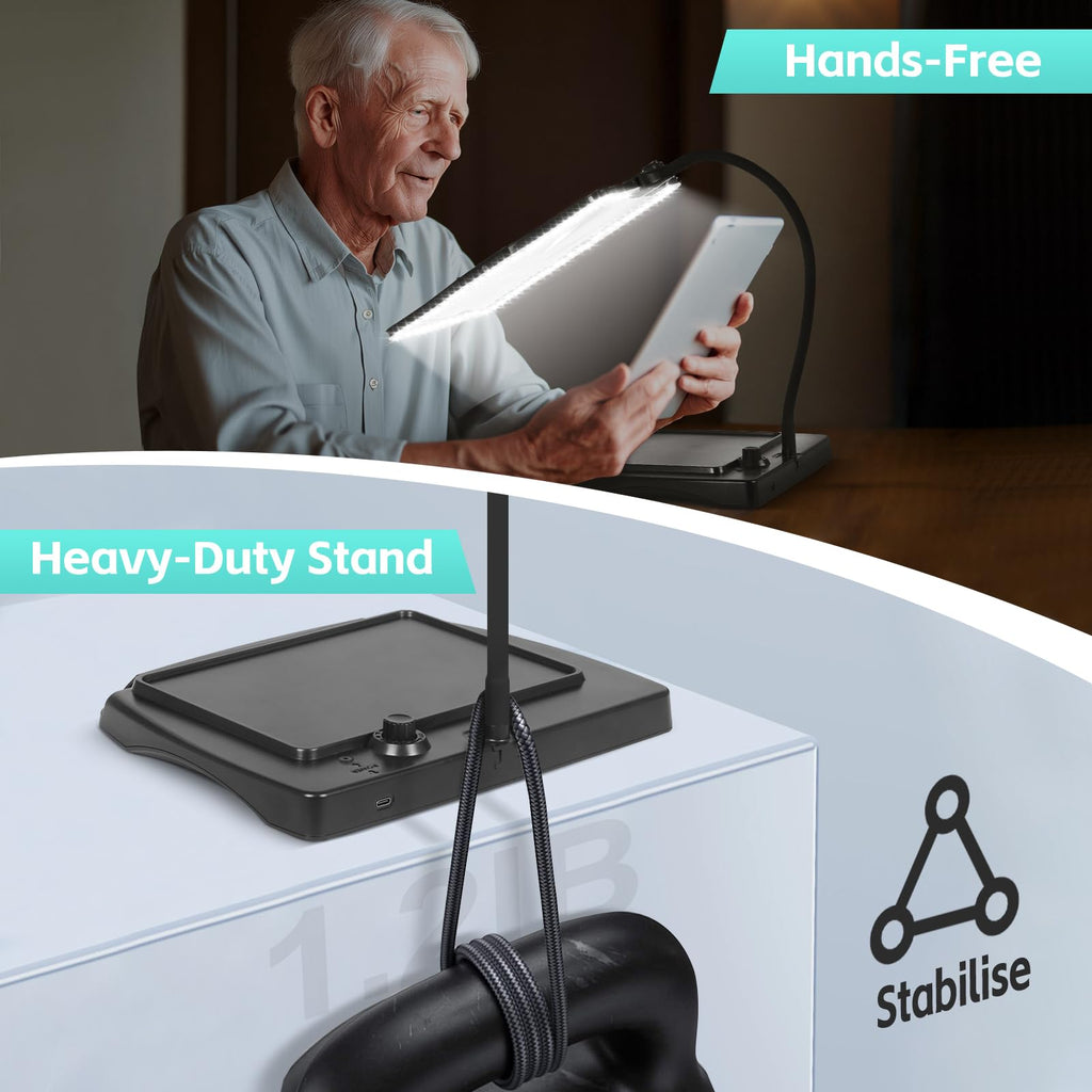 Magnifying Glass with Light and Stand 50 Ultra-Bright LEDs Large Magnifying Lamp with Light Magnifying Glass on Stand Hand-Free with 360° Flexible Gooseneck for Close Work Reading Repair Crafts
