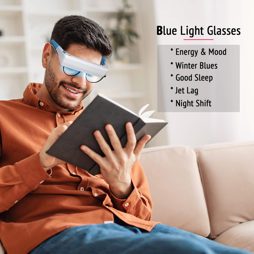 Lukirch Red Light Therapy Glasses 670nm – Eye Comfort & Visual Wellness, Blue Light Therapy Support for Sleep, Circadian Rhythm, Jet Lag & Seasonal Mood, Red & Blue (2-in-1)