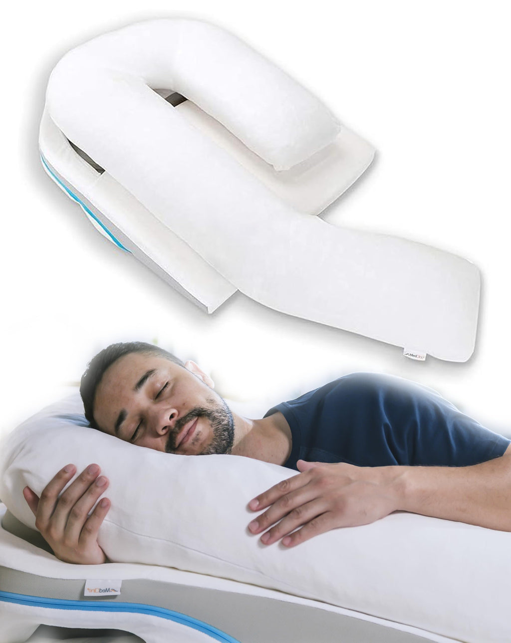 MedCline Shoulder Relief System, Bed Wedge Pillow for Shoulder Pain Relief with Therapeutic Body Pillow, Insert, and Covers, Inclined Sleep Position with Arm Pocket, Large for 5'10" and Above