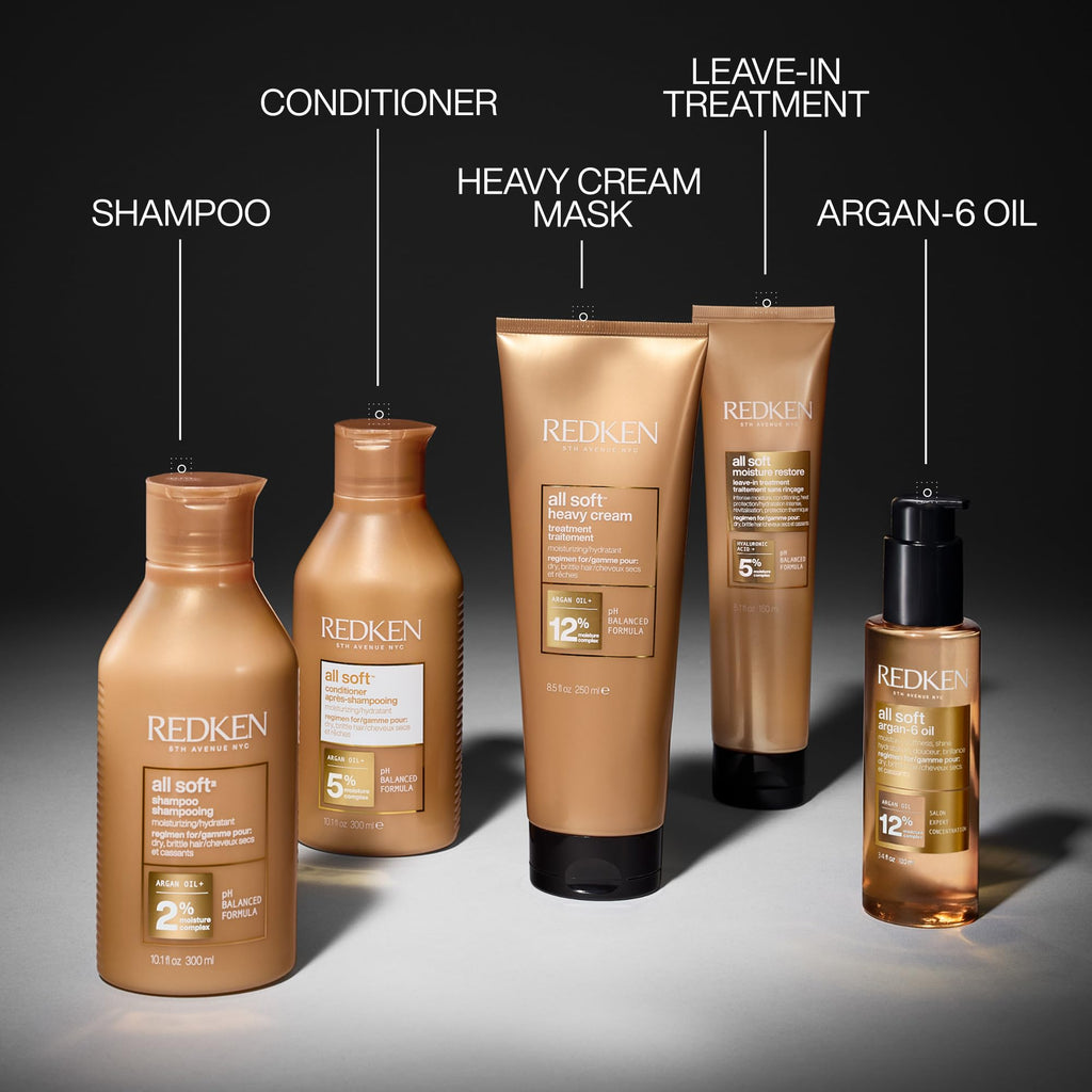 Redken All Soft Shampoo – For Dry, Brittle Hair, 16.9 Fl Oz