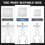 12 Inch Shower Head, Rain Shower Head with Adustable Extension Arm, Detachable Silver Rina Shower Head with Handheld Spray, High Pressure Shower Hose with Holder in Bathroom(Silver)