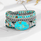 Plumiss Boho Natural Turquoise Stone Beaded Wrap Bracelets for Women Men