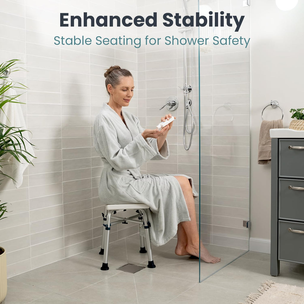 PELEGON Shower Chair for Inside Shower (350 lb) - Adjustable Height, Padded Seat, Shower Chair for Elderly and Disabled - Shower Chair for Adults, Tub Chairs for Bathtubs - Dark Blue