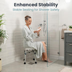 PELEGON Shower Chair for Inside Shower (350 lb) - Adjustable Height, Padded Seat, Shower Chair for Elderly and Disabled - Shower Chair for Adults, Tub Chairs for Bathtubs - Dark Blue