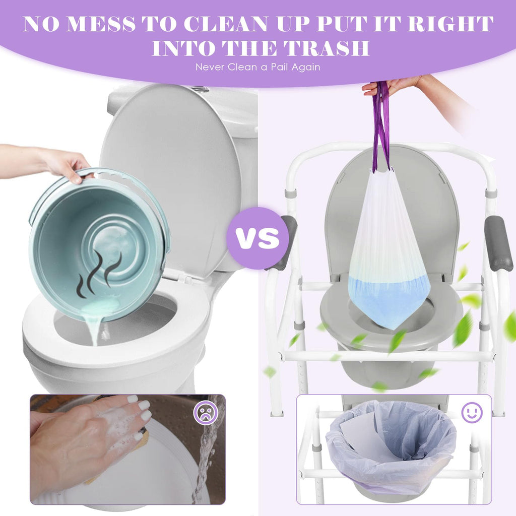 Elzrghs Commode Liners for Bedside Commode, Portable Toilet, Bed Pan, 100 Count Lavender Scented Disposable Potty Chair Liners