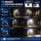 [6 Packs] Solar Motion Sensor Outdoor Lights, Super Bright Solar Lights Outdoor Waterproof, 3 Lighting Modes Security Wall Light for Outside Walking Dog Fence Backyard Deck Garden Door Step Garage