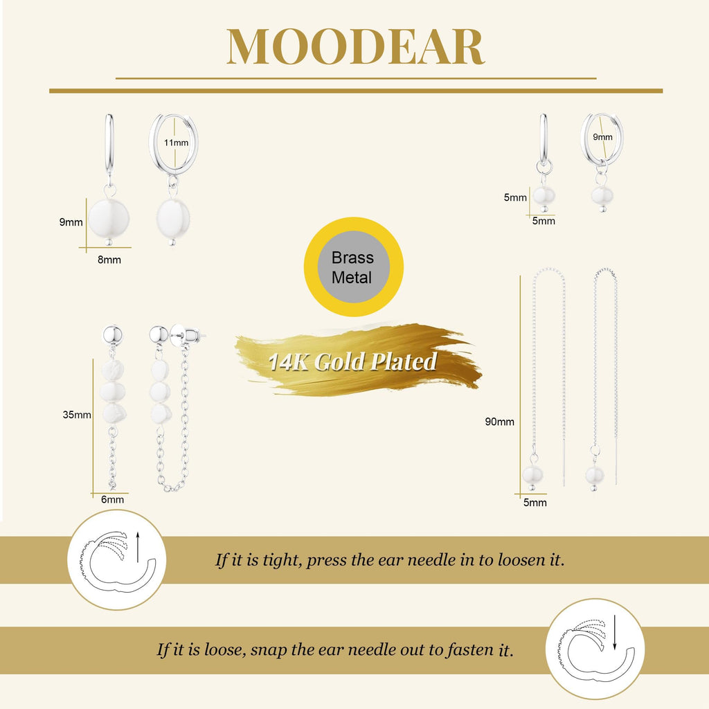 Moodear Silver Earrings for Women, 925 Silver Pearl Earring Stacks Jewelry