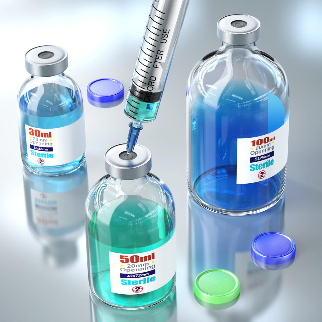 Ks-Tek Sterile Empty Vials with Self Healing Injection Port,with Flip Off Aluminum Cap,Sterile Package (100ml,4)