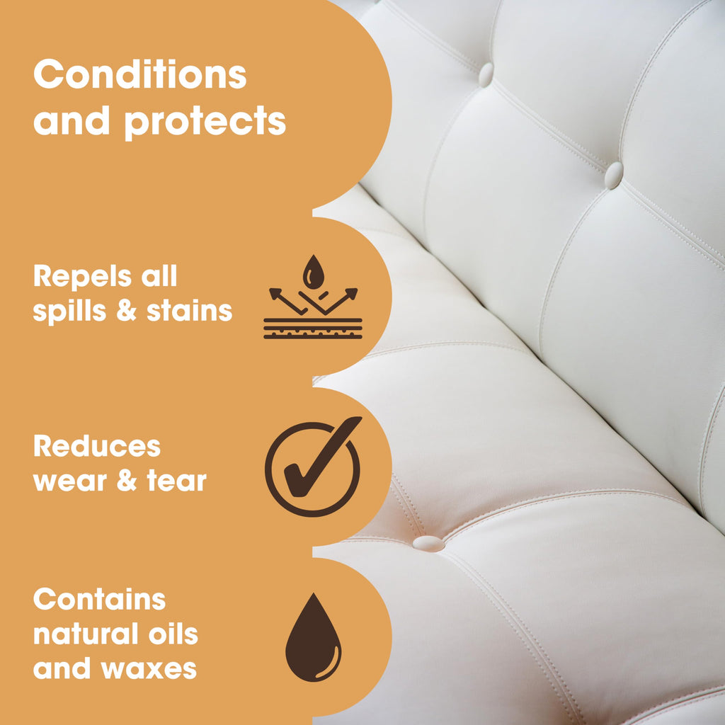 Furniture Clinic Leather Protection Cream | 2-in-1 Leather Conditioner & Waterproofing Protector for Furniture, Shoes, Car Seats & More | Prevent Stains while Nourishing | 17oz/ 500ml
