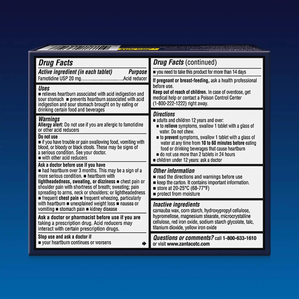 Zantac 360 Maximum Strength Tablets, 50 Count, Heartburn Prevention and Relief, 20 mg Tablets