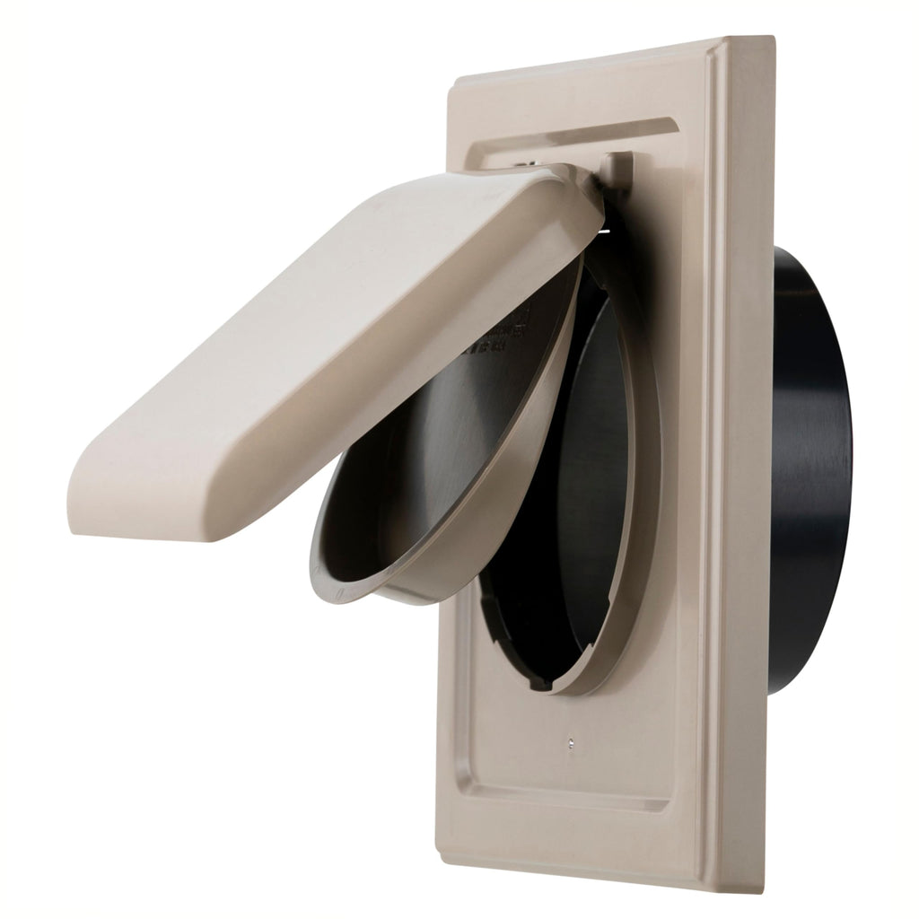 NO-PEST VENT, Exclusive Dual Door Dryer Vent Cover Outdoor 4 inch with Collar, Made in USA w Highest UV Resistant Plastic in any Outdoor Vent Cover (Wood Stock Brown, 4" Plastic WIth Collar)